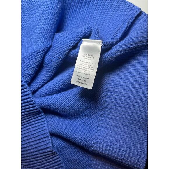 T. By Talbots Women's M Blue V-Neck‎ Cable Knit Pullover Sweater - Picture 5 of 9